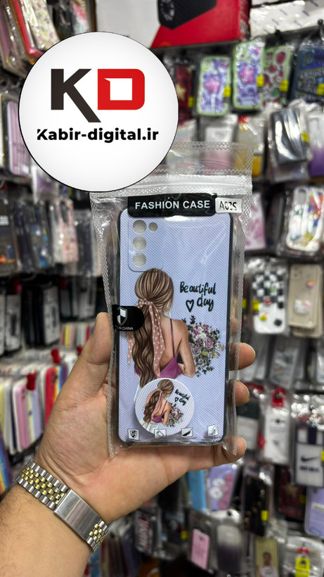 قاب گوشی Galaxy A03s سامسونگ فانتزی سوزنی برجسته طرح دخترانه پاپ سوکت دار محافظ لنز دار