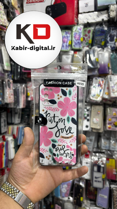 قاب گوشی Galaxy A03s سامسونگ فانتزی سوزنی برجسته طرح گل پاپ سوکت دار محافظ لنز دار