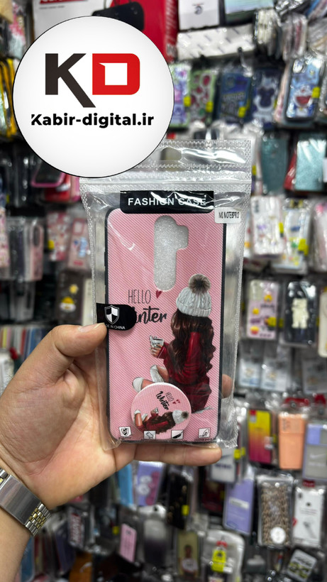 قاب گوشی Redmi Note 8 Proشیائومی فانتزی سوزنی برجسته طرح دخترانه صورتی پاپ سوکت دار