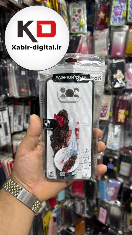 قاب گوشی Redmi POCO X3/X3 PROشیائومی فانتزی سوزنی برجسته طرح دخترانه پاپ سوکت دار محافظ لنزدار