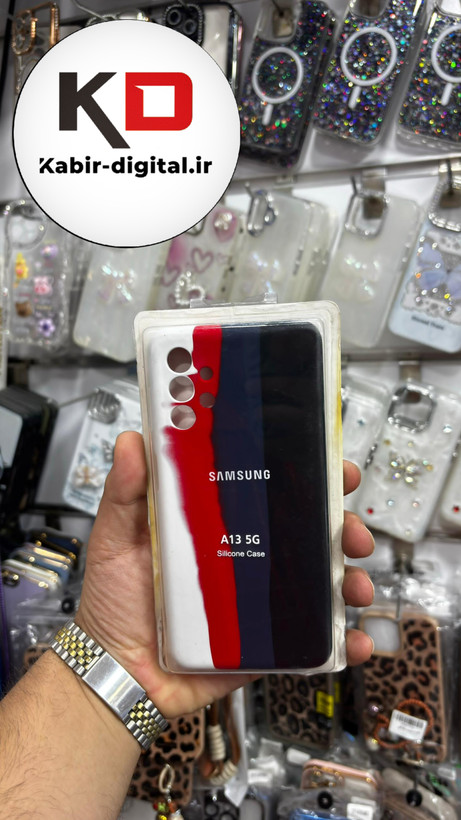 قاب گوشی Galaxy A13 5G سامسونگ سیلیکونی اورجینال آبرنگی رنگین کمانی پاک کنی درجه یک زیربسته محافظ لنز دار
