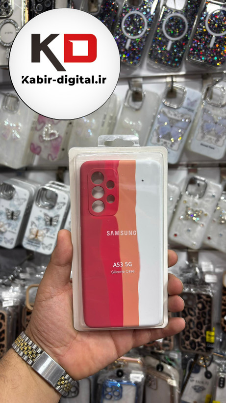 قاب گوشی Galaxy A53سامسونگ سیلیکونی اورجینال آبرنگی رنگین کمانی پاک کنی درجه یک زیربسته محافظ لنز دار