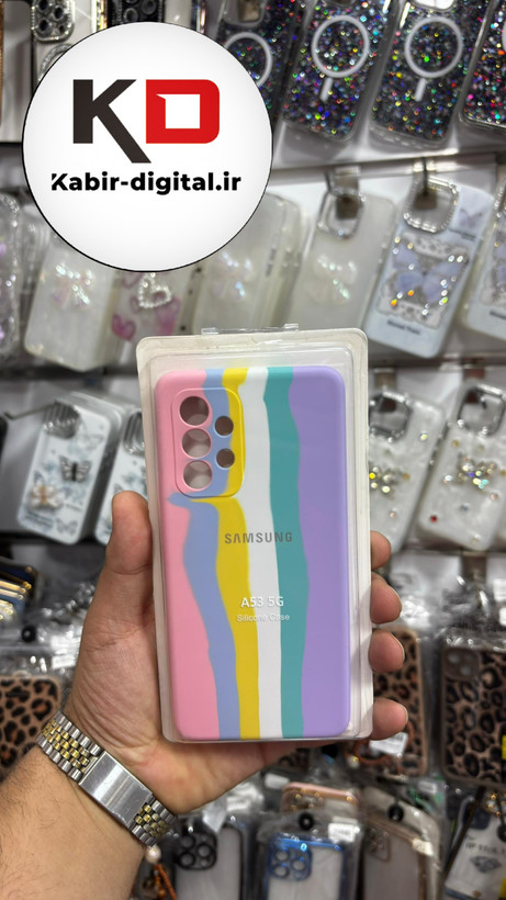 قاب گوشی Galaxy A53سامسونگ سیلیکونی اورجینال آبرنگی رنگین کمانی پاک کنی درجه یک زیربسته محافظ لنز دار