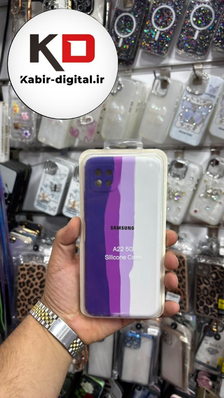 قاب گوشی Galaxy A22 5Gسامسونگ سیلیکونی اورجینال آبرنگی رنگین کمانی پاک کنی درجه یک زیربسته محافظ لنز دار
