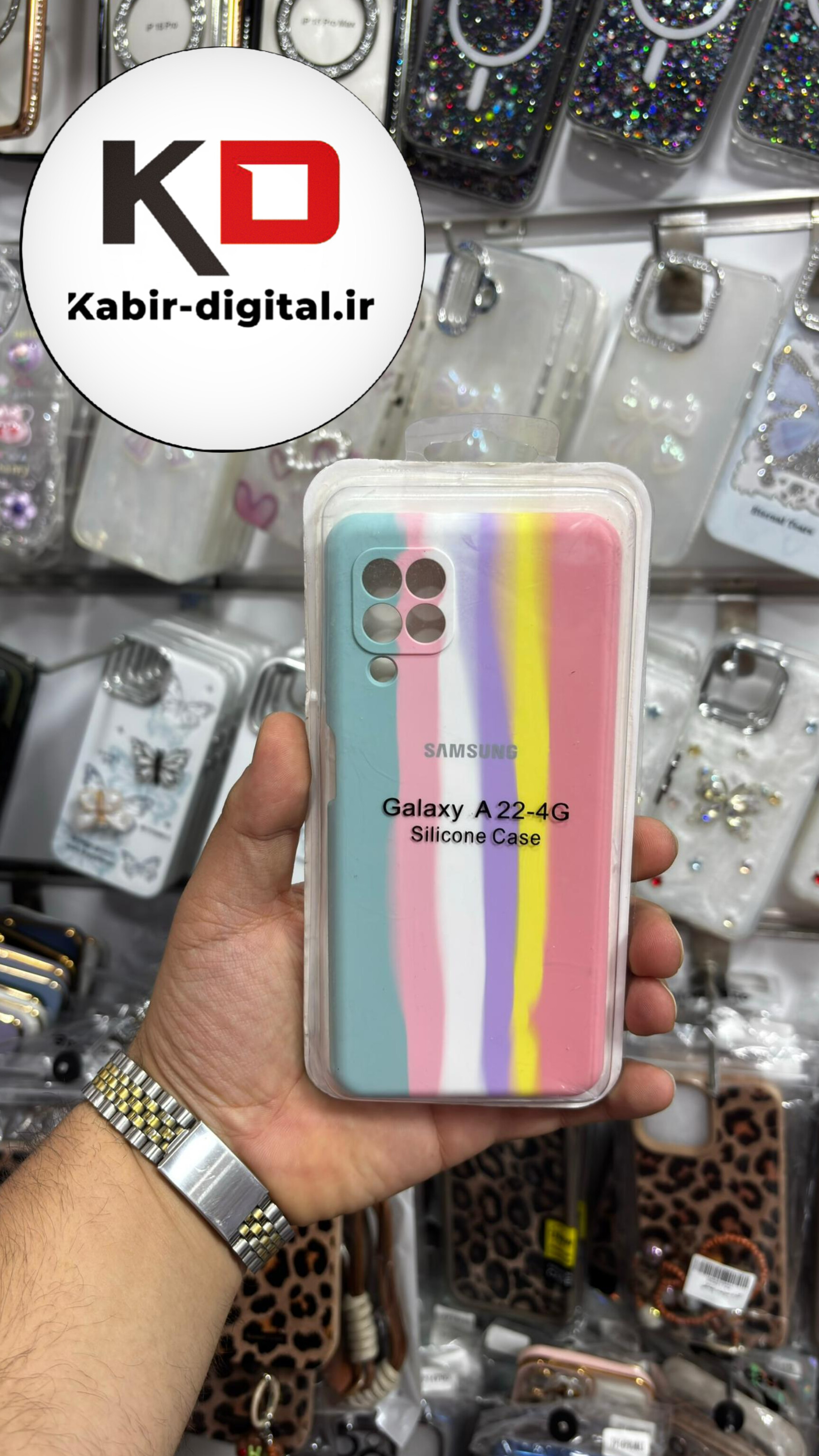 قاب گوشی Galaxy A22 4G/M32سامسونگ سیلیکونی اورجینال آبرنگی رنگین کمانی پاک کنی درجه یک زیربسته محافظ لنزدار