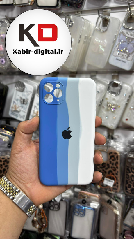 قاب گوشی iPhone 11 Pro Max آیفون سیلیکونی اورجینال آبرنگی رنگین کمانی پاک کنی درجه یک زیربسته محافظ لنزدار