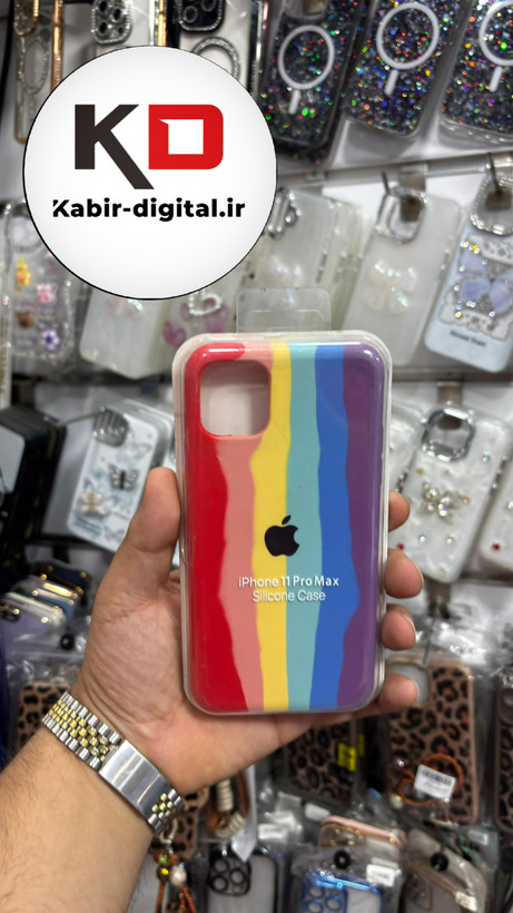 قاب گوشی iPhone 11 Pro Max آیفون سیلیکونی اورجینال آبرنگی رنگین کمانی پاک کنی درجه یک زیربسته