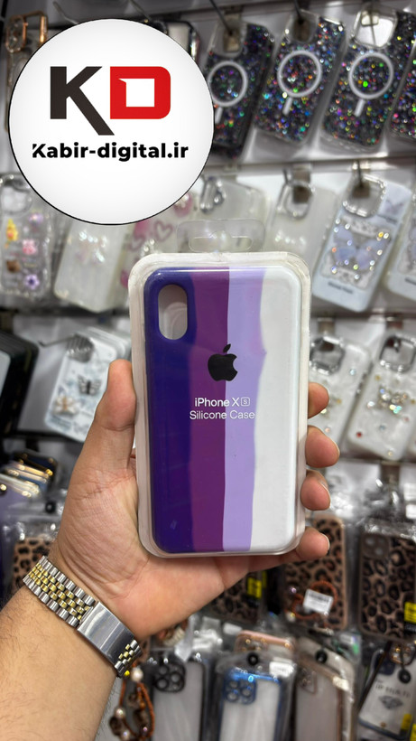 قاب گوشی iPhone X-XS آیفون سیلیکونی اورجینال آبرنگی رنگین کمانی پاک کنی درجه یک زیربسته