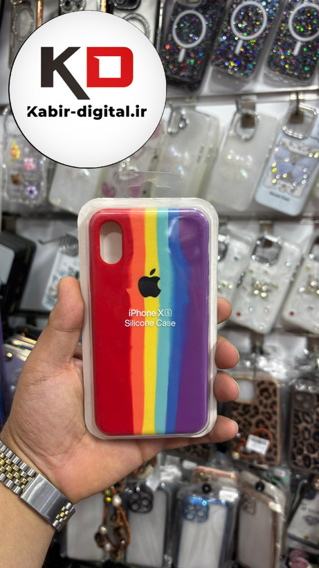 قاب گوشی iPhone X-XS آیفون سیلیکونی اورجینال آبرنگی رنگین کمانی پاک کنی درجه یک زیربسته