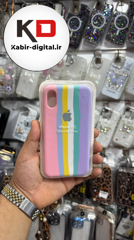 قاب گوشی iPhone X-XS آیفون سیلیکونی اورجینال آبرنگی رنگین کمانی پاک کنی درجه یک زیربسته