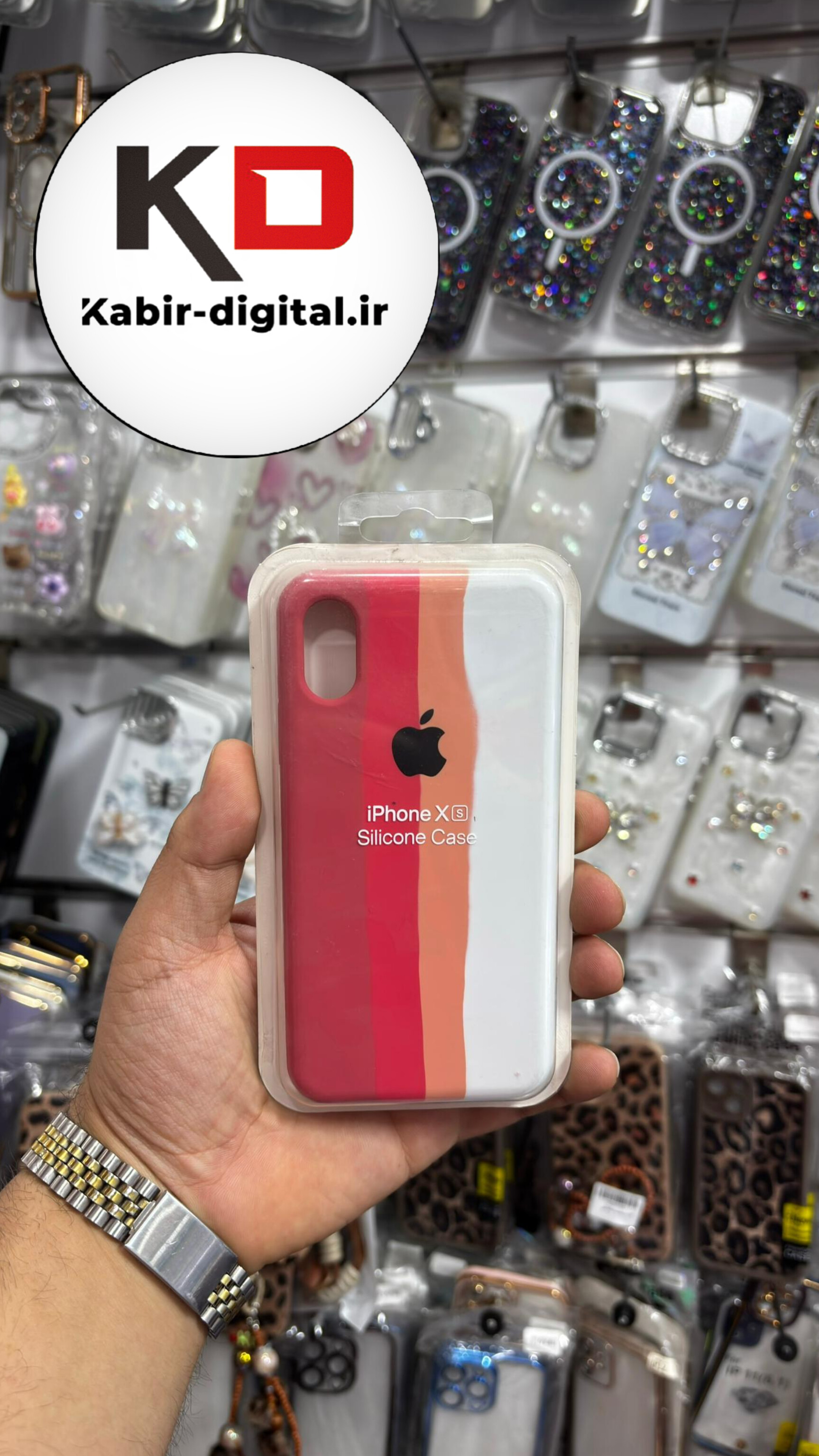 قاب گوشی iPhone X-XS آیفون سیلیکونی اورجینال آبرنگی رنگین کمانی پاک کنی درجه یک زیربسته
