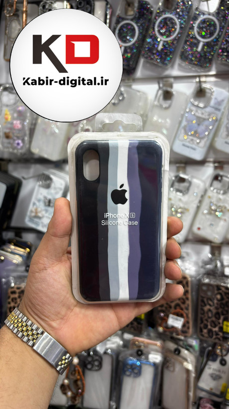 قاب گوشی iPhone X-XS آیفون سیلیکونی اورجینال آبرنگی رنگین کمانی پاک کنی درجه یک زیربسته