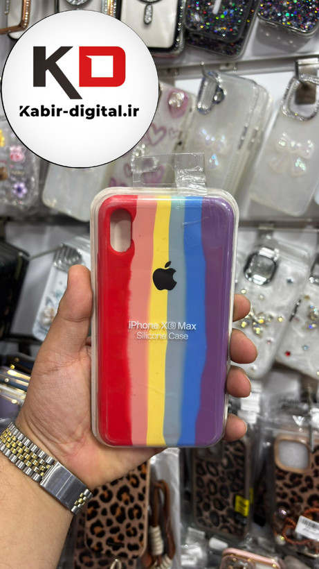 قاب گوشی iPhone XS MAX آیفون سیلیکونی اورجینال آبرنگی رنگین کمانی پاک کنی درجه یک زیربسته