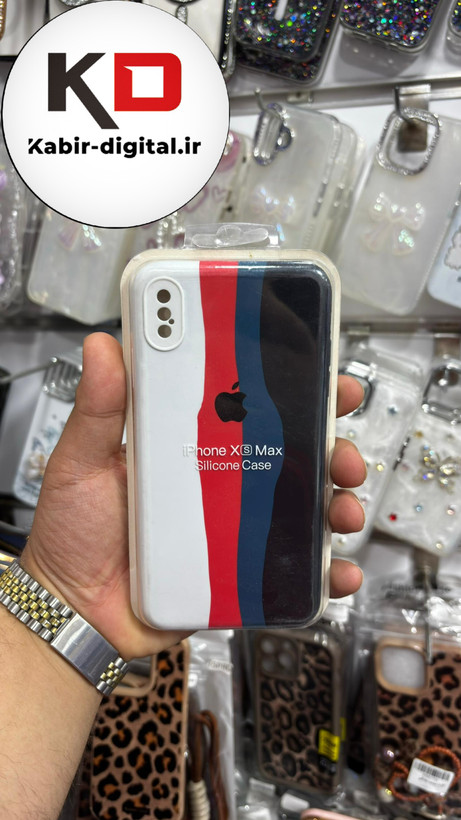 قاب گوشی iPhone XS MAX آیفون سیلیکونی اورجینال آبرنگی رنگین کمانی پاک کنی درجه یک زیربسته محافظ لنزدار