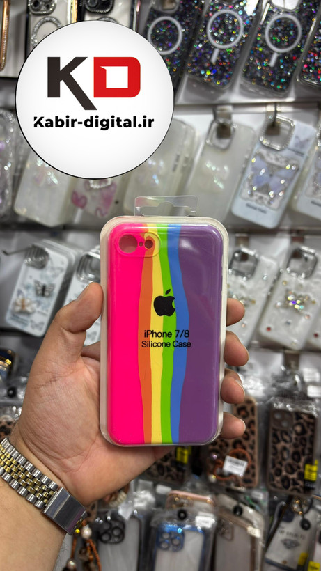 قاب گوشی iPhone 7/8 آیفون سیلیکونی اورجینال آبرنگی رنگین کمانی پاک کنی درجه یک زیربسته محافظ لنزدار