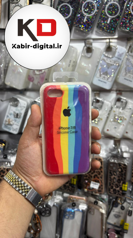 قاب گوشی iPhone 7/8 آیفون سیلیکونی اورجینال آبرنگی رنگین کمانی پاک کنی درجه یک زیربسته