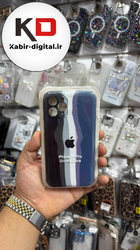 قاب گوشی iPhone 11Pro آیفون سیلیکونی اورجینال آبرنگی رنگین کمانی پاک کنی درجه یک زیربسته محافظ لنزدار