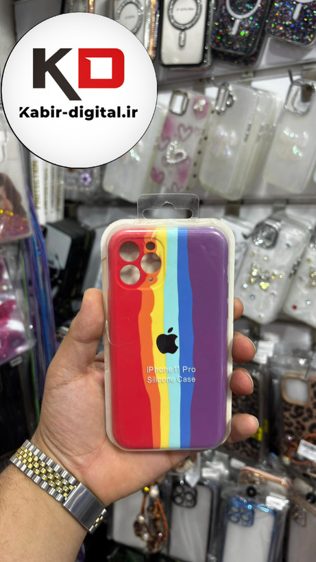 قاب گوشی iPhone 11Pro آیفون سیلیکونی اورجینال آبرنگی رنگین کمانی پاک کنی درجه یک زیربسته محافظ لنزدار