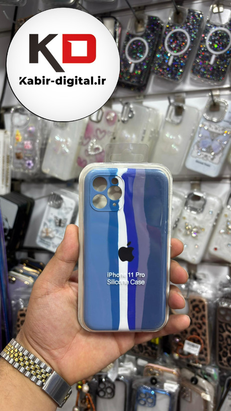 قاب گوشی iPhone 11Pro آیفون سیلیکونی اورجینال آبرنگی رنگین کمانی پاک کنی درجه یک زیربسته محافظ لنزدار