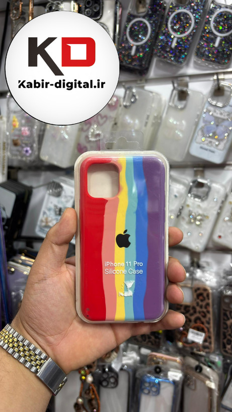 قاب گوشی iPhone 11Pro آیفون سیلیکونی اورجینال آبرنگی رنگین کمانی پاک کنی درجه یک زیربسته