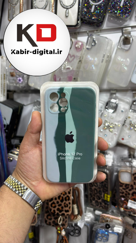 قاب گوشی iPhone 12 Pro آیفون سیلیکونی اورجینال آبرنگی رنگین کمانی پاک کنی درجه یک زیربسته محافظ لنزدار