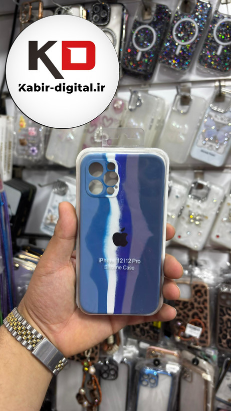 قاب گوشی iPhone 12 Pro آیفون سیلیکونی اورجینال آبرنگی رنگین کمانی پاک کنی درجه یک زیربسته محافظ لنزدار