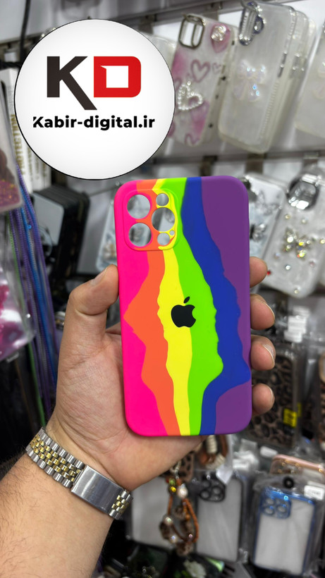 قاب گوشی iPhone 12 Pro آیفون سیلیکونی اورجینال آبرنگی رنگین کمانی پاک کنی درجه یک زیربسته محافظ لنزدار