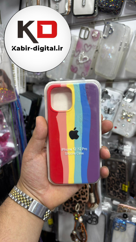 قاب گوشی iPhone 12 Pro آیفون سیلیکونی اورجینال آبرنگی رنگین کمانی پاک کنی درجه یک زیربسته