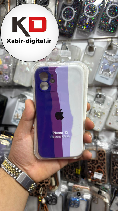 قاب گوشی iPhone 12 آیفون سیلیکونی اورجینال آبرنگی رنگین کمانی پاک کنی درجه یک زیربسته محافظ لنزدار