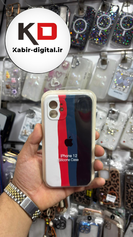 قاب گوشی iPhone 12 آیفون سیلیکونی اورجینال آبرنگی رنگین کمانی پاک کنی درجه یک زیربسته محافظ لنزدار