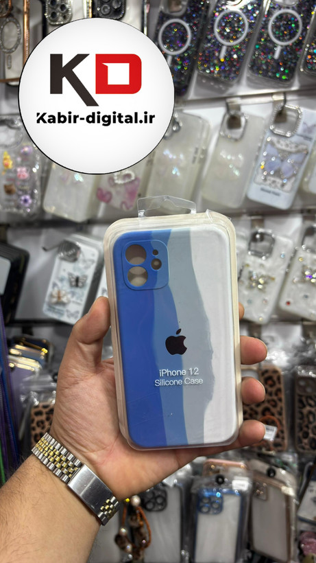 قاب گوشی iPhone 12 آیفون سیلیکونی اورجینال آبرنگی رنگین کمانی پاک کنی درجه یک زیربسته محافظ لنزدار