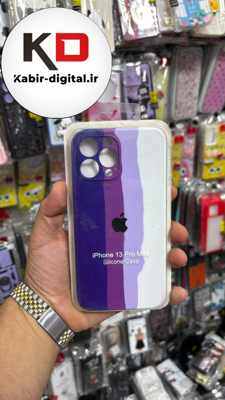 قاب گوشی iPhone 13 PRO Max آیفون سیلیکونی اورجینال آبرنگی رنگین کمانی پاک کنی درجه یک زیربسته محافظ لنزدار
