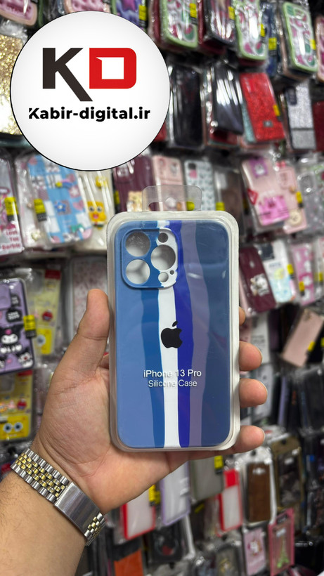 قاب گوشی iPhone 13 PRO آیفون سیلیکونی اورجینال آبرنگی رنگین کمانی پاک کنی درجه یک زیربسته محافظ لنزدار