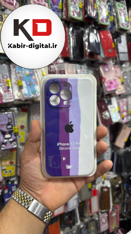 قاب گوشی iPhone 13 PRO آیفون سیلیکونی اورجینال آبرنگی رنگین کمانی پاک کنی درجه یک زیربسته محافظ لنزدار
