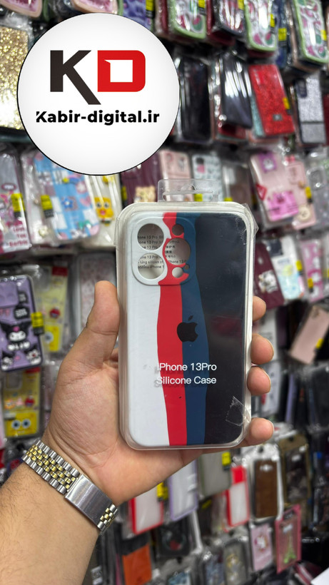 قاب گوشی iPhone 13 PRO آیفون سیلیکونی اورجینال آبرنگی رنگین کمانی پاک کنی درجه یک زیربسته محافظ لنزدار