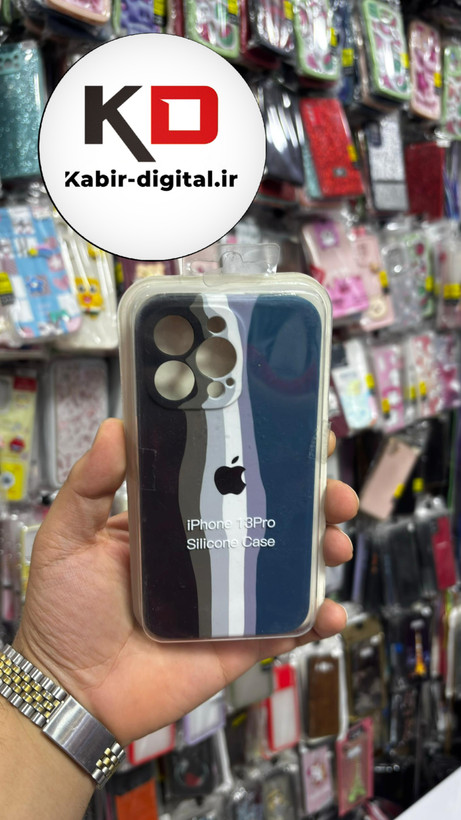 قاب گوشی iPhone 13 PRO آیفون سیلیکونی اورجینال آبرنگی رنگین کمانی پاک کنی درجه یک زیربسته محافظ لنزدار