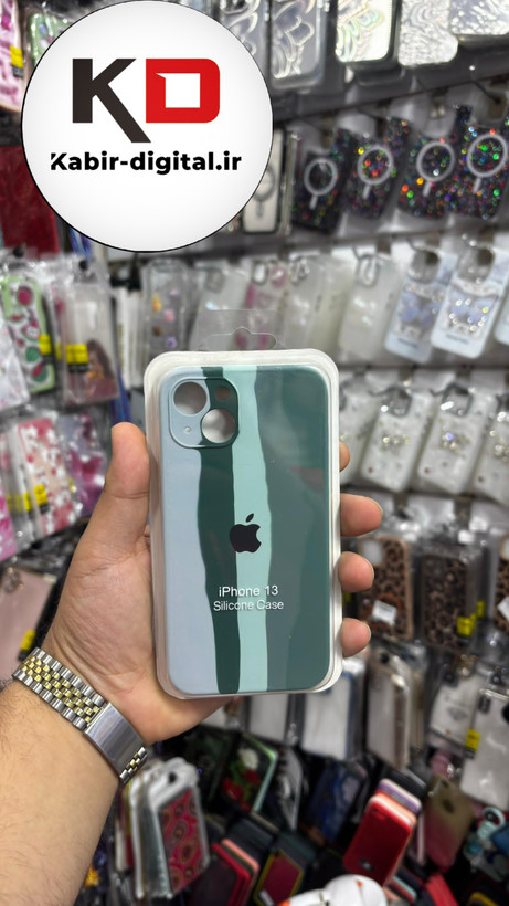 قاب گوشی iPhone 13/14/15آیفون سیلیکونی اورجینال آبرنگی رنگین کمانی پاک کنی درجه یک زیربسته محافظ لنزدار