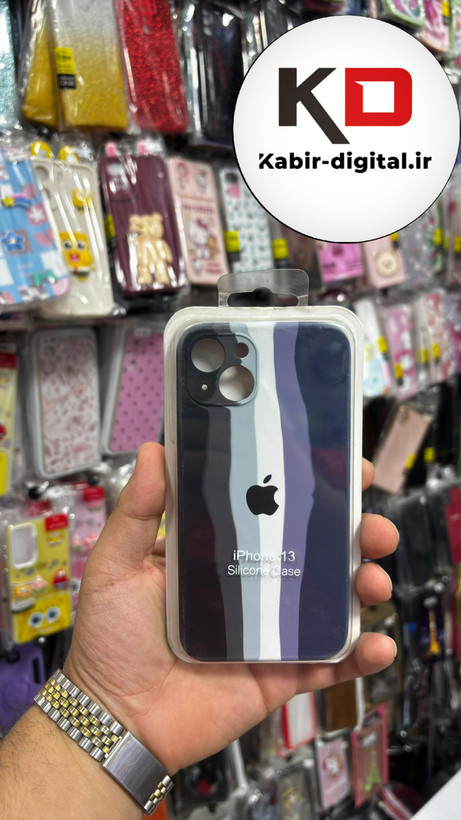 قاب گوشی iPhone 13/14/15آیفون سیلیکونی اورجینال آبرنگی رنگین کمانی پاک کنی درجه یک زیربسته محافظ لنزدار