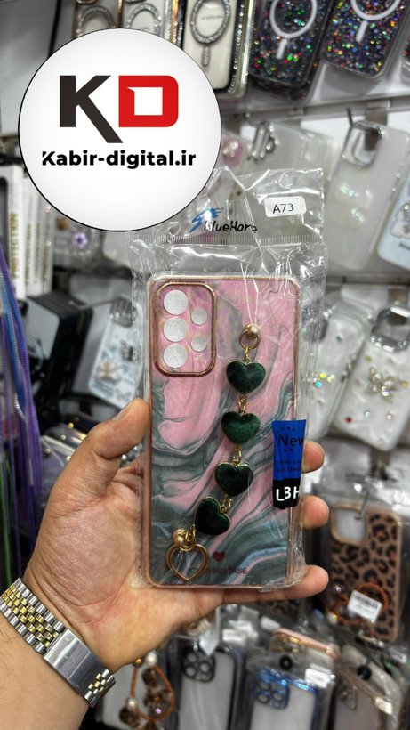 قاب گوشی Galaxy A73سامسونگ طرح لاکچری دستبندی آویزدار زنجیری قلبی محافظ لنز دار