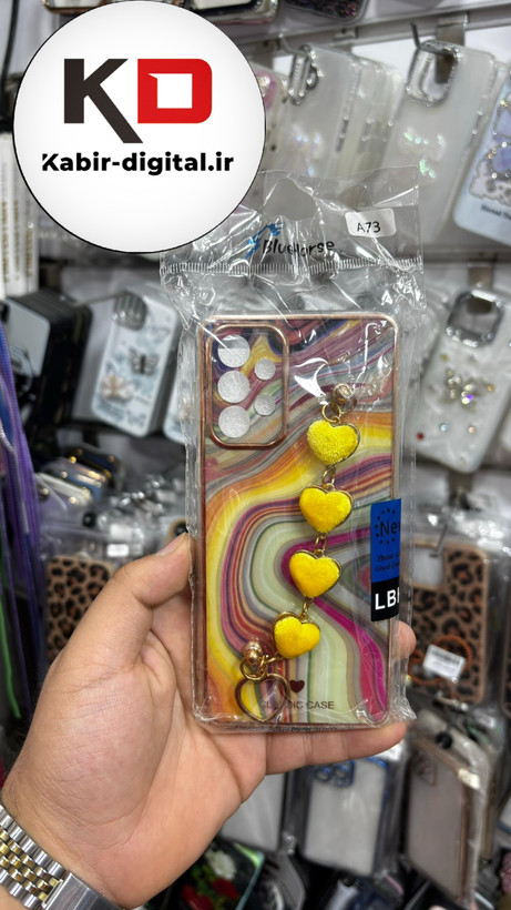 قاب گوشی Galaxy A73سامسونگ طرح لاکچری دستبندی آویزدار زنجیری قلبی محافظ لنز دار