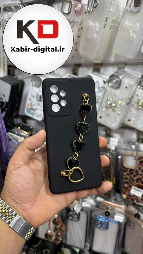 قاب گوشی Galaxy A53سامسونگ طرح سیلیکونی لاکچری دستبندی محافظ لنز دار مشکی