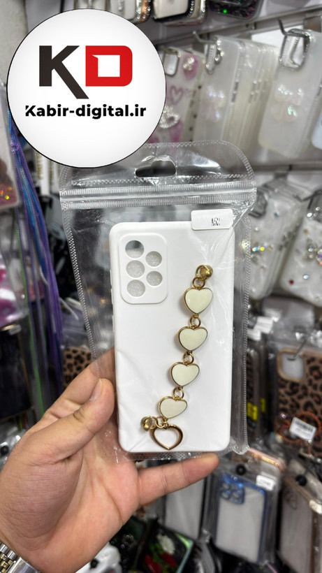 قاب گوشی Galaxy A53سامسونگ طرح سیلیکونی لاکچری دستبندی محافظ لنز دار سفید