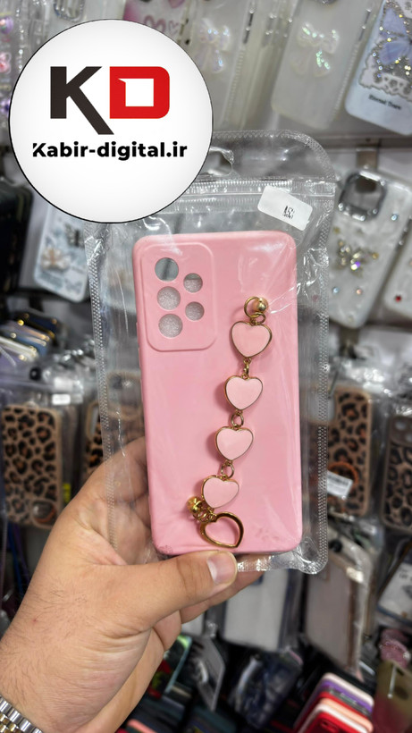 قاب گوشی Galaxy A53سامسونگ طرح سیلیکونی لاکچری دستبندی محافظ لنز دار صورتی