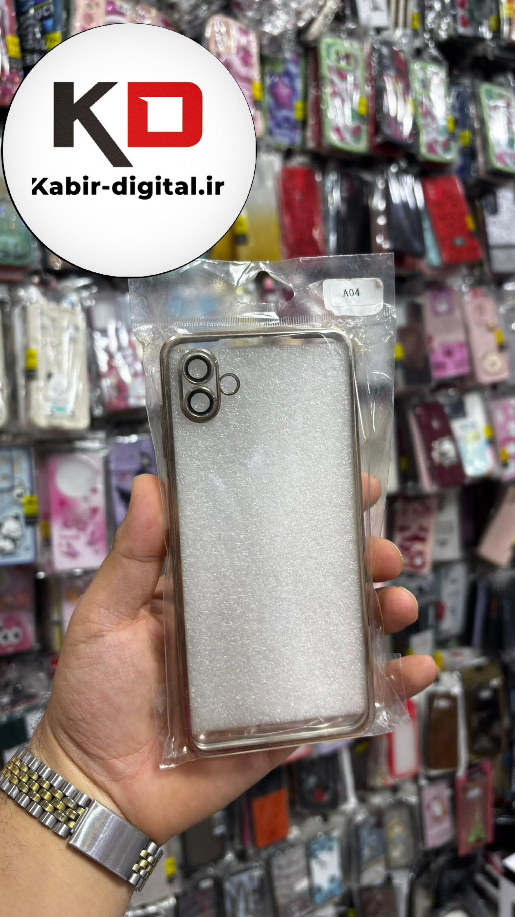 قاب گوشی Galaxy A04 سامسونگ طرح الکتروپلیتینگ ژله ای شفاف محافظ لنز دار گلد