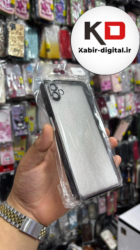 قاب گوشی Galaxy A04 سامسونگ طرح الکتروپلیتینگ ژله ای شفاف محافظ لنز دار مشکی