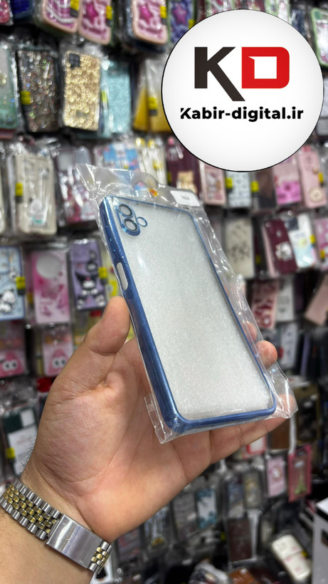 قاب گوشی Galaxy A04 سامسونگ طرح الکتروپلیتینگ ژله ای شفاف محافظ لنز دار آبی