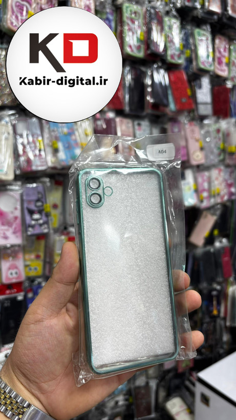 قاب گوشی Galaxy A04 سامسونگ طرح الکتروپلیتینگ ژله ای شفاف محافظ لنز دار سبز