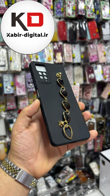 قاب گوشی Redmi Note 11 Pro 4G / Redmi Note 12 Pro 4G شیائومی سیلیکونی لاکچری دستبندی کارتیر محافظ لنز دار مشکی