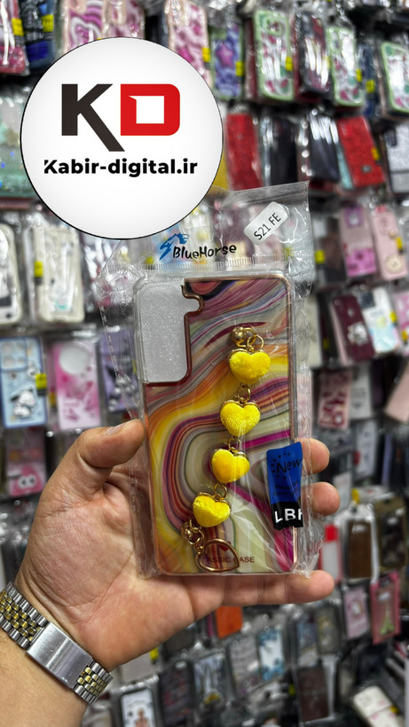 قاب گوشی Galaxy S21 FE سامسونگ طرح لاکچری دستبندی زنجیری قلبی آویزدار محافظ لنز دار