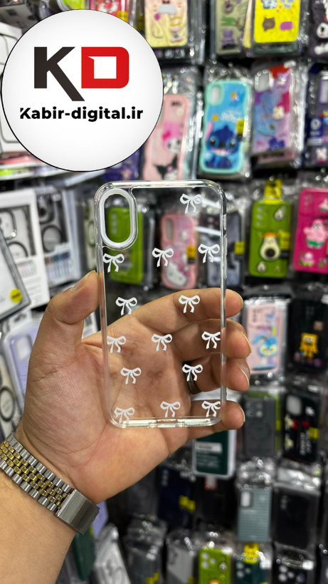 قاب گوشی iPhone Xآیفون لاکچری شفاف لنز کرومی طرح پاپیون مینیمال سفید